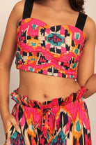 Pink and Multi Western Bust Fitted Top - Kaoribyshreya