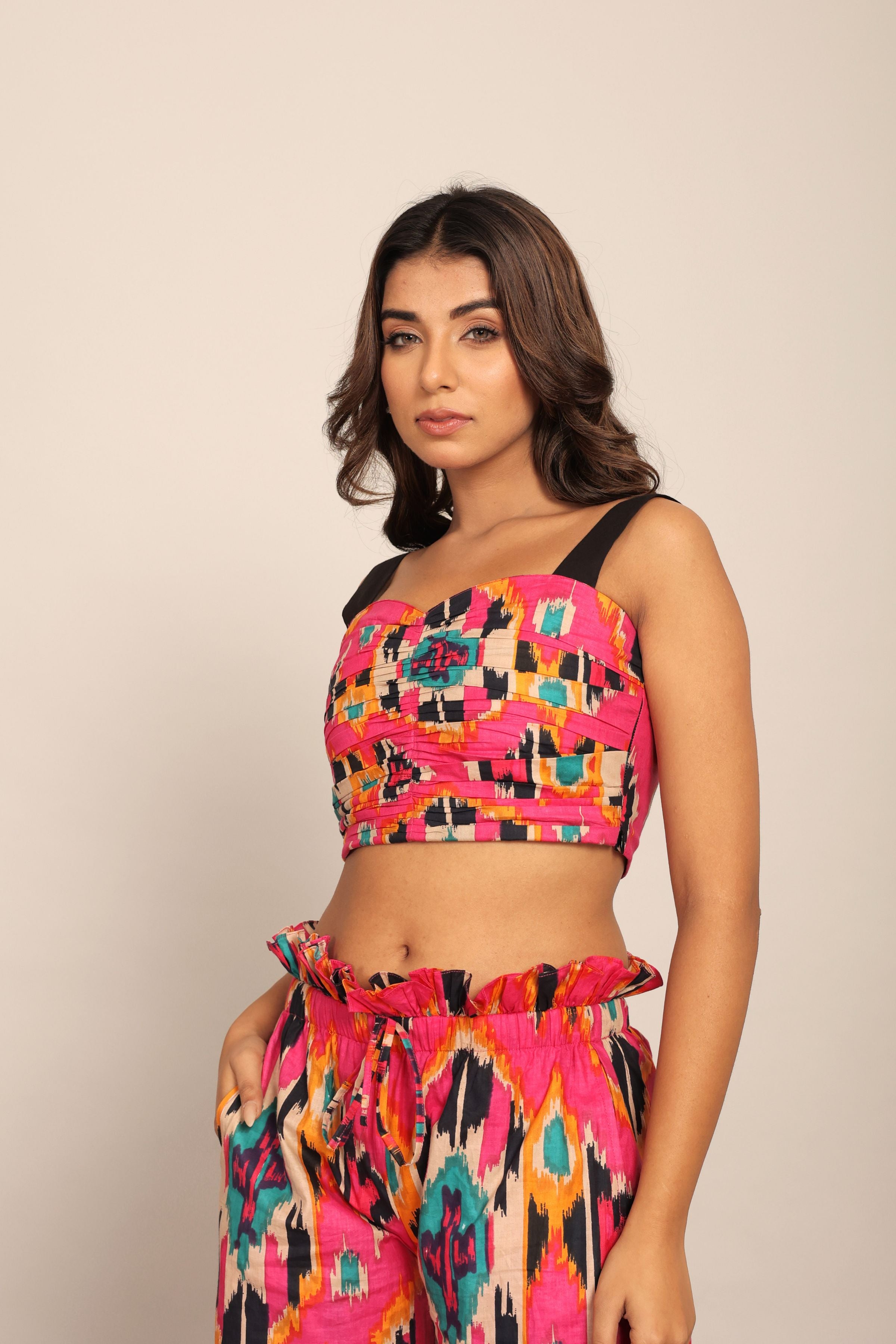 Pink and Multi Western Bust Fitted Top - Kaoribyshreya
