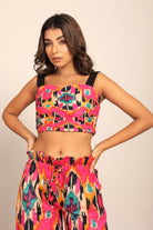Pink and Multi Western Bust Fitted Top - Kaoribyshreya