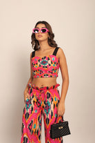 Pink and Multi Western Bust Fitted Top - Kaoribyshreya