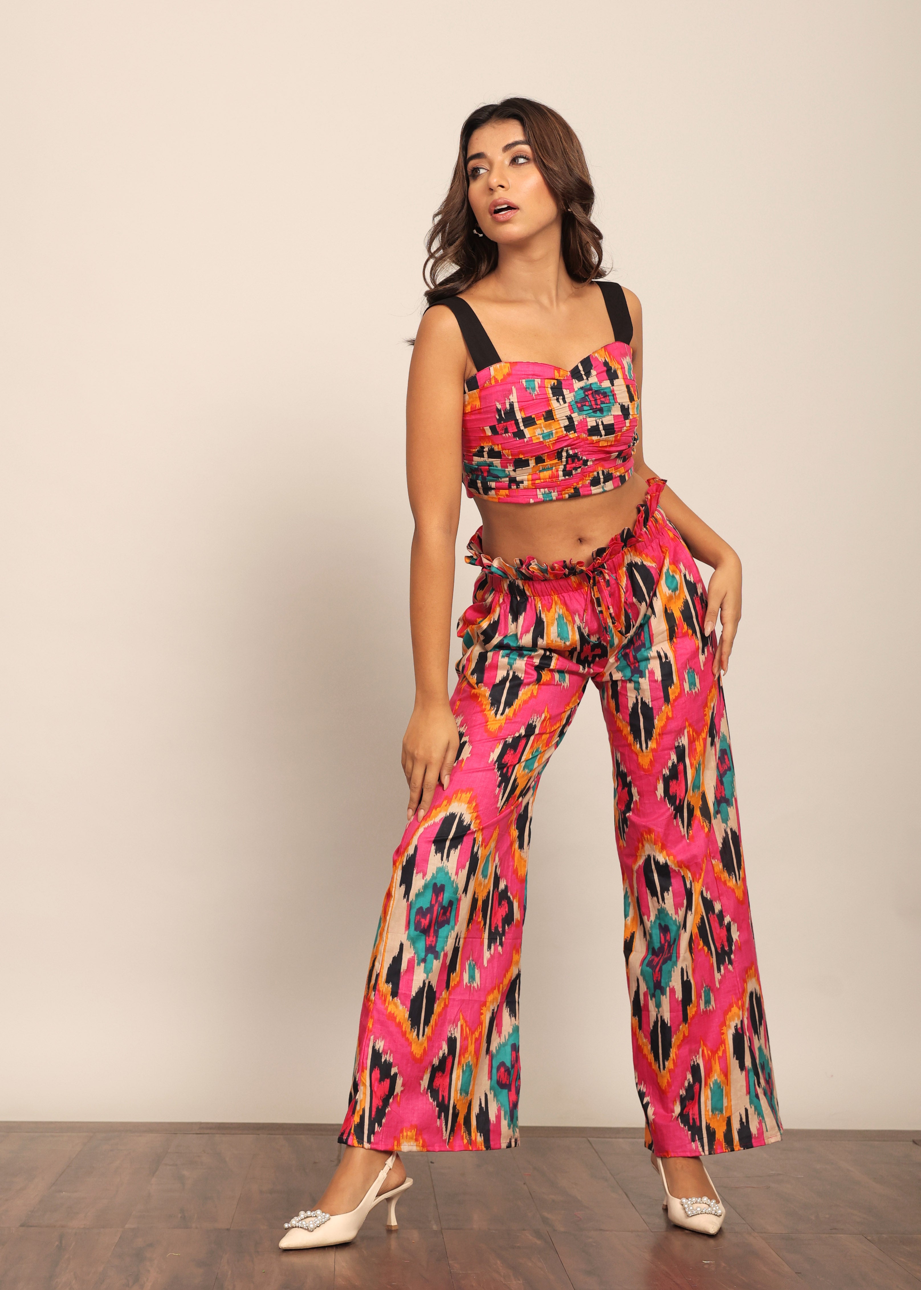 Pink and Multi Western Bust Fitted Top - Kaoribyshreya