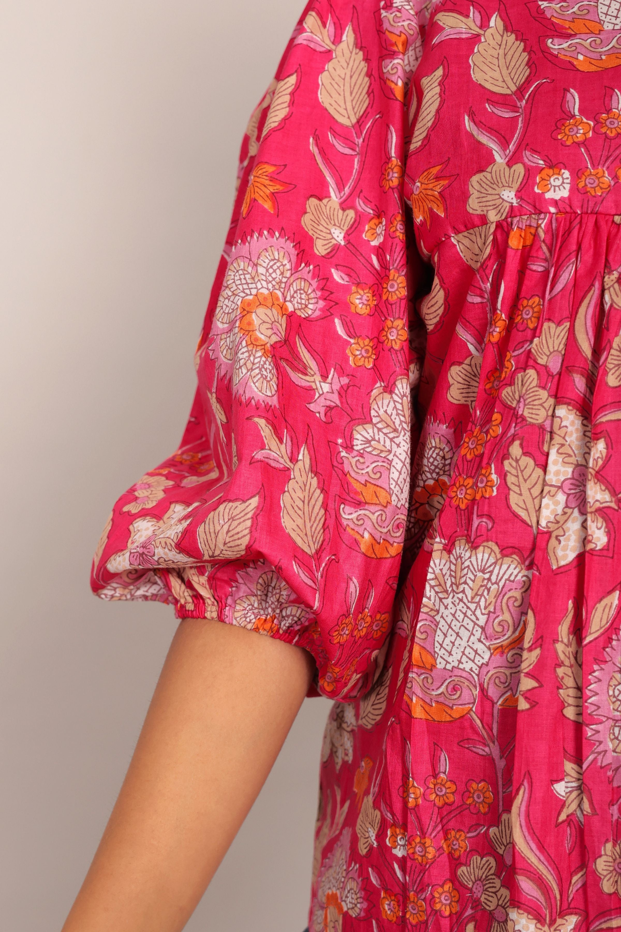 Pink and Multicolor Floral Summer Top - Kaoribyshreya