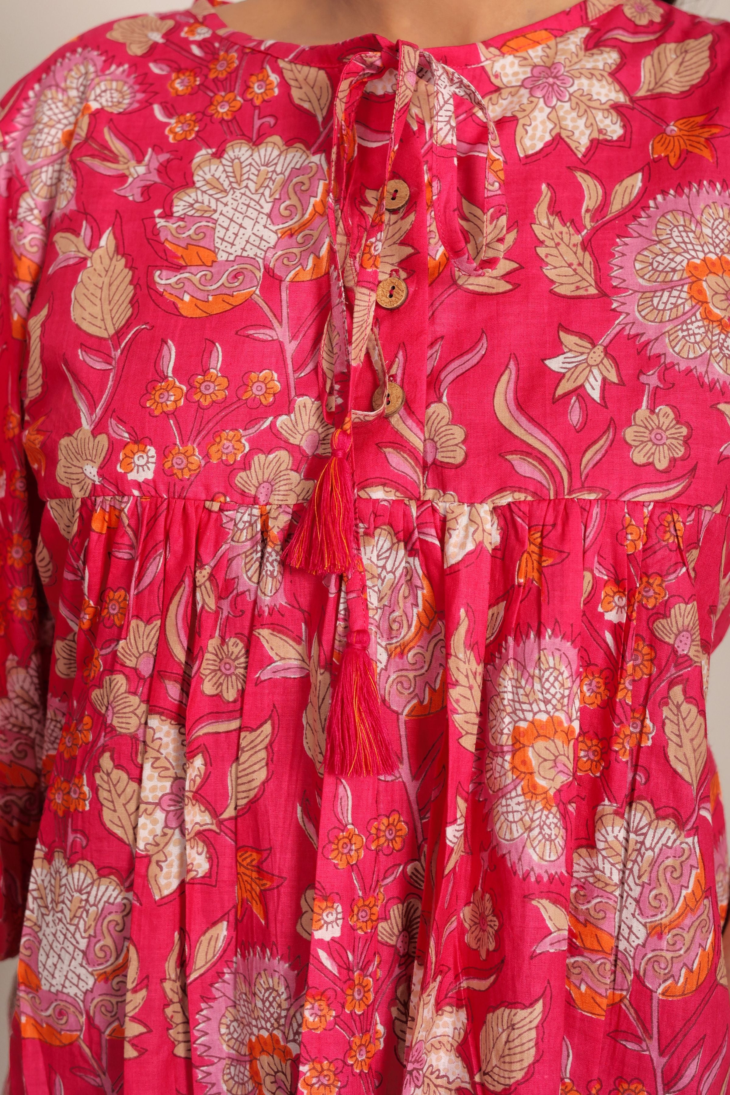 Pink and Multicolor Floral Summer Top - Kaoribyshreya