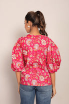 Pink and Multicolor Floral Summer Top - Kaoribyshreya