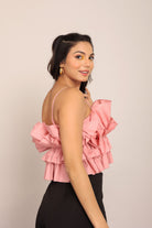 Baby Pink ruffled Crop Top - Kaoribyshreya