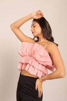 Baby Pink ruffled Crop Top - Kaoribyshreya