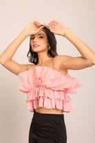 Baby Pink ruffled Crop Top - Kaoribyshreya