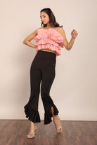 Baby Pink ruffled Crop Top - Kaoribyshreya