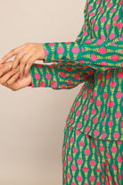 Sea Green and Pink Relaxed Shirt with Collar and Closer 5 Buttons - Kaoribyshreya