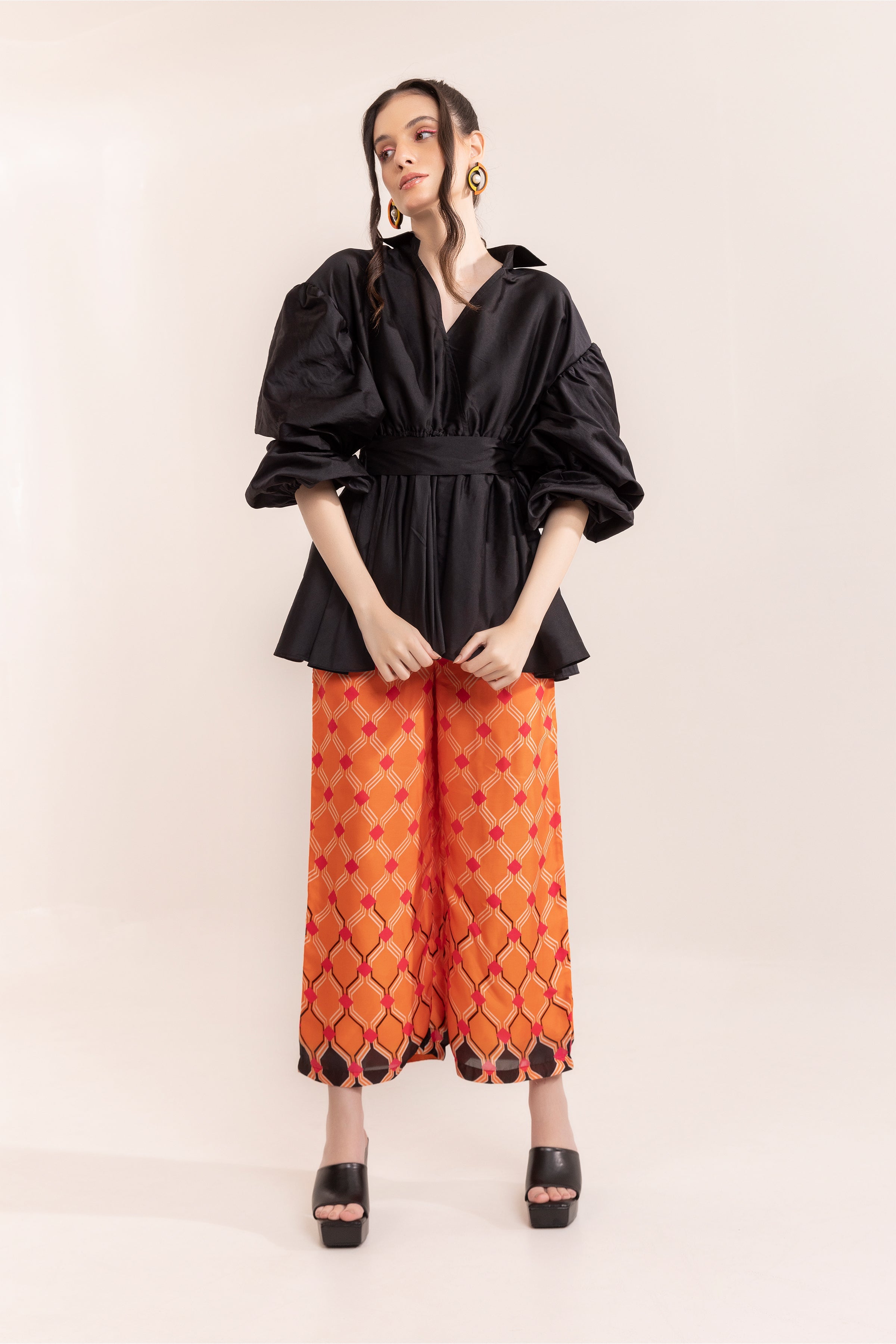 Black Beauty Shirt With Orange Dragon Fire Pants