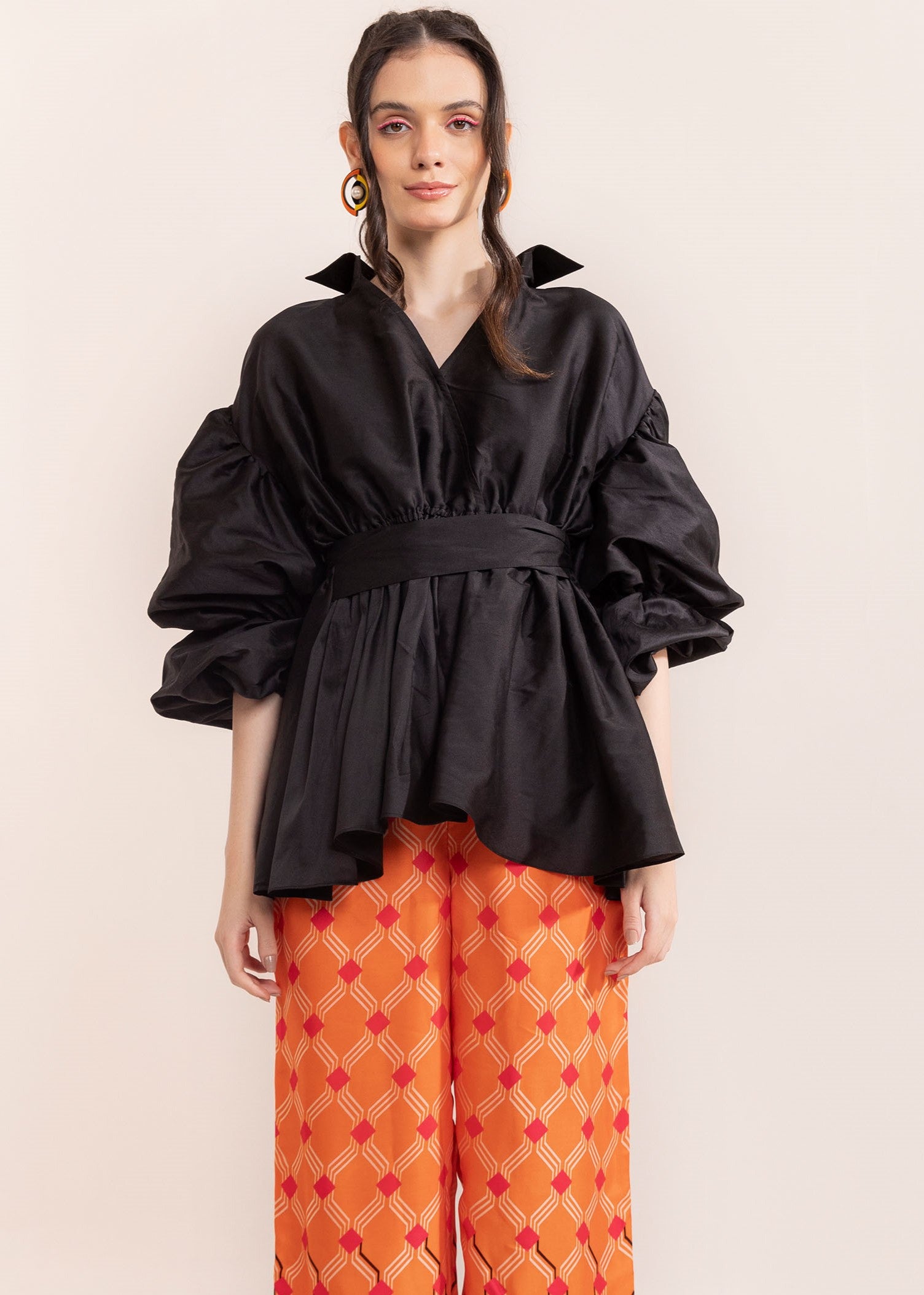 Black Beauty Shirt with attached belt - Kaoribyshreya