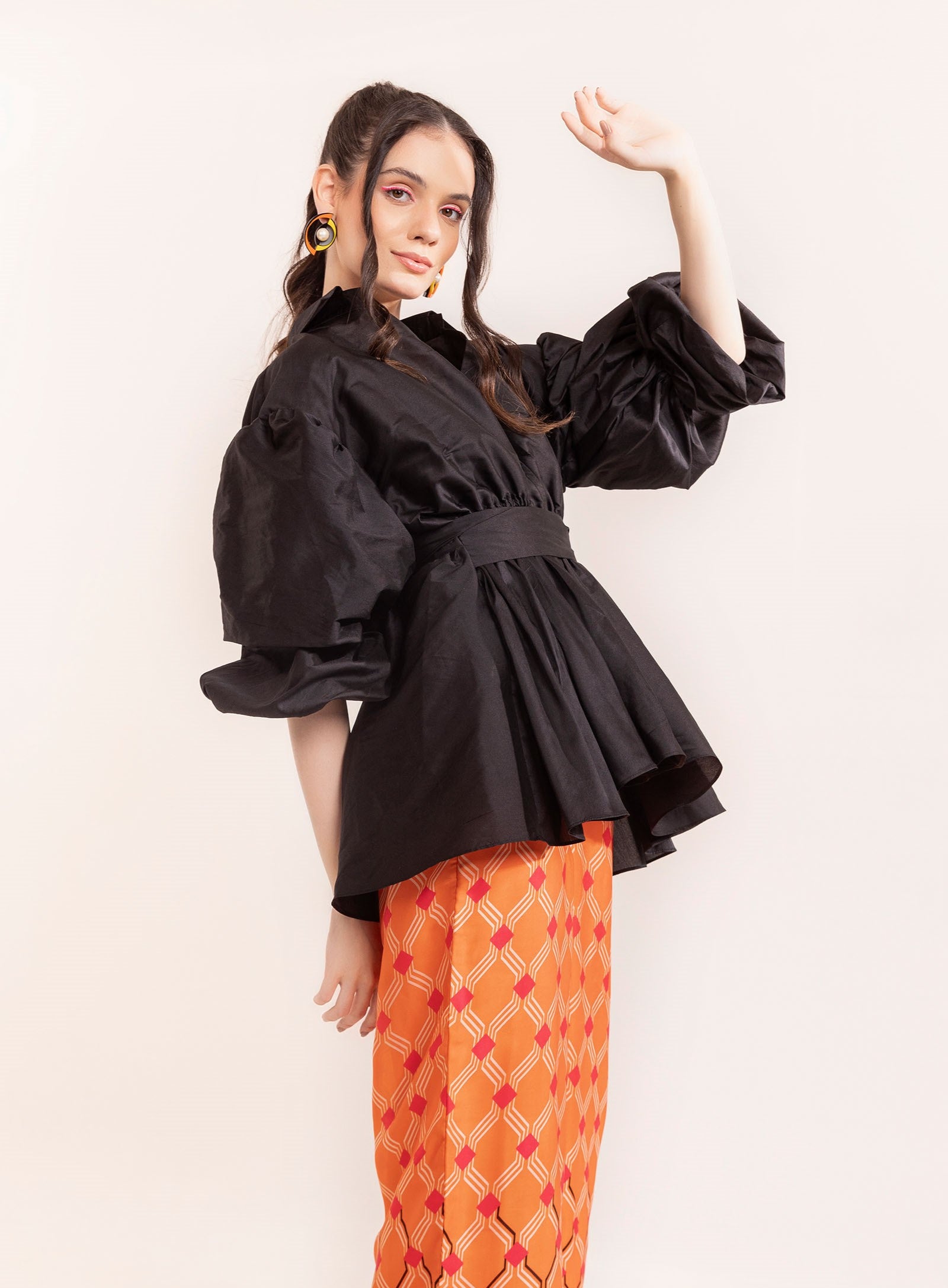 Black Beauty Shirt with attached belt - Kaoribyshreya