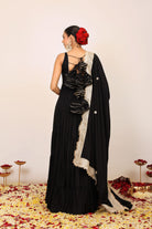 Black Solid Anarkali Kurta Set Paired With Dupatta having Gota Work at Border - Kaoribyshreya