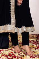 Solid Black Velvet Anarkali Kurta Paired With Pant and Dupatta - Kaoribyshreya
