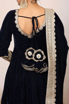 Solid Black Velvet Anarkali Kurta Paired With Pant and Dupatta - Kaoribyshreya