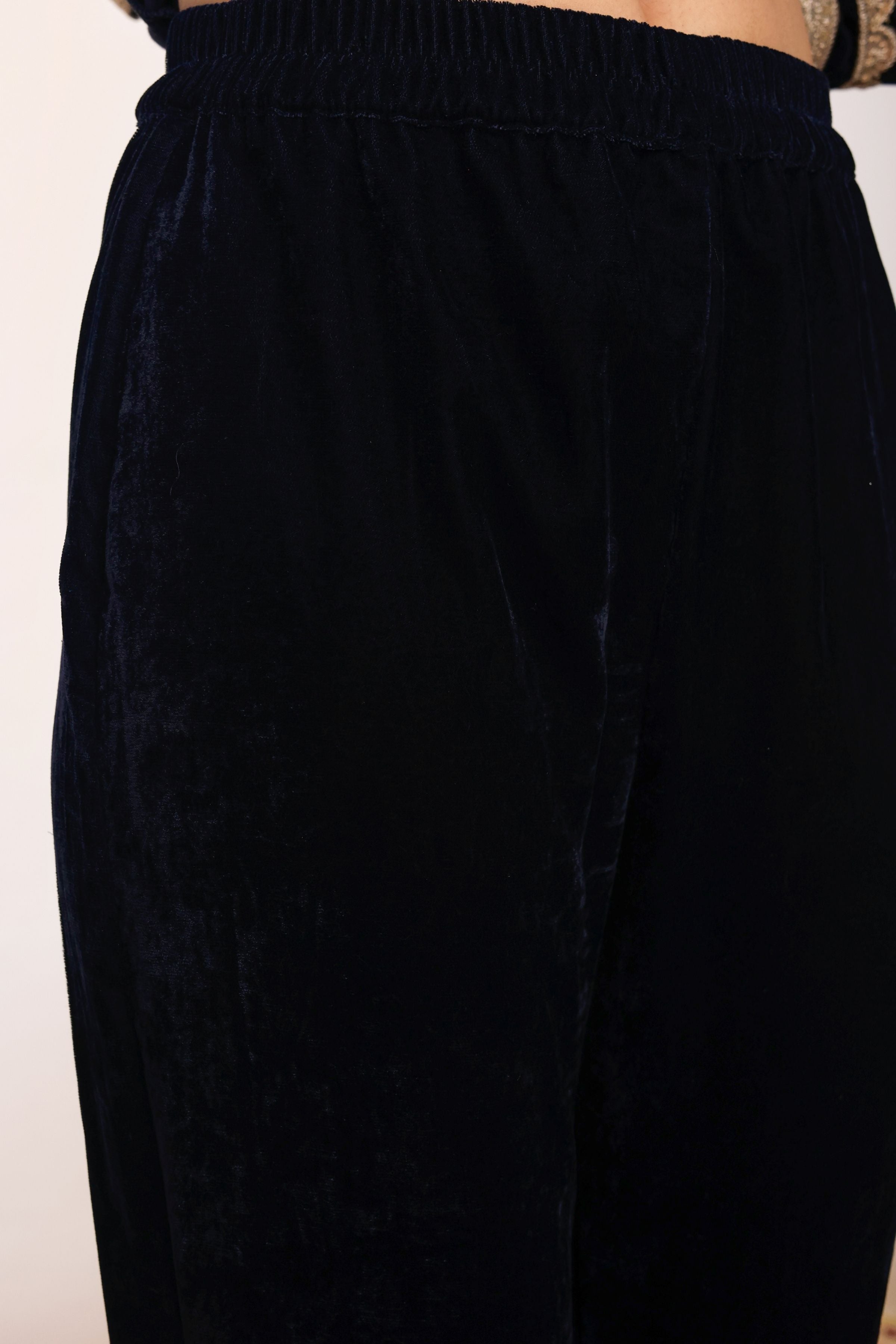Solid Black Velvet Anarkali Kurta Paired With Pant and Dupatta - Kaoribyshreya