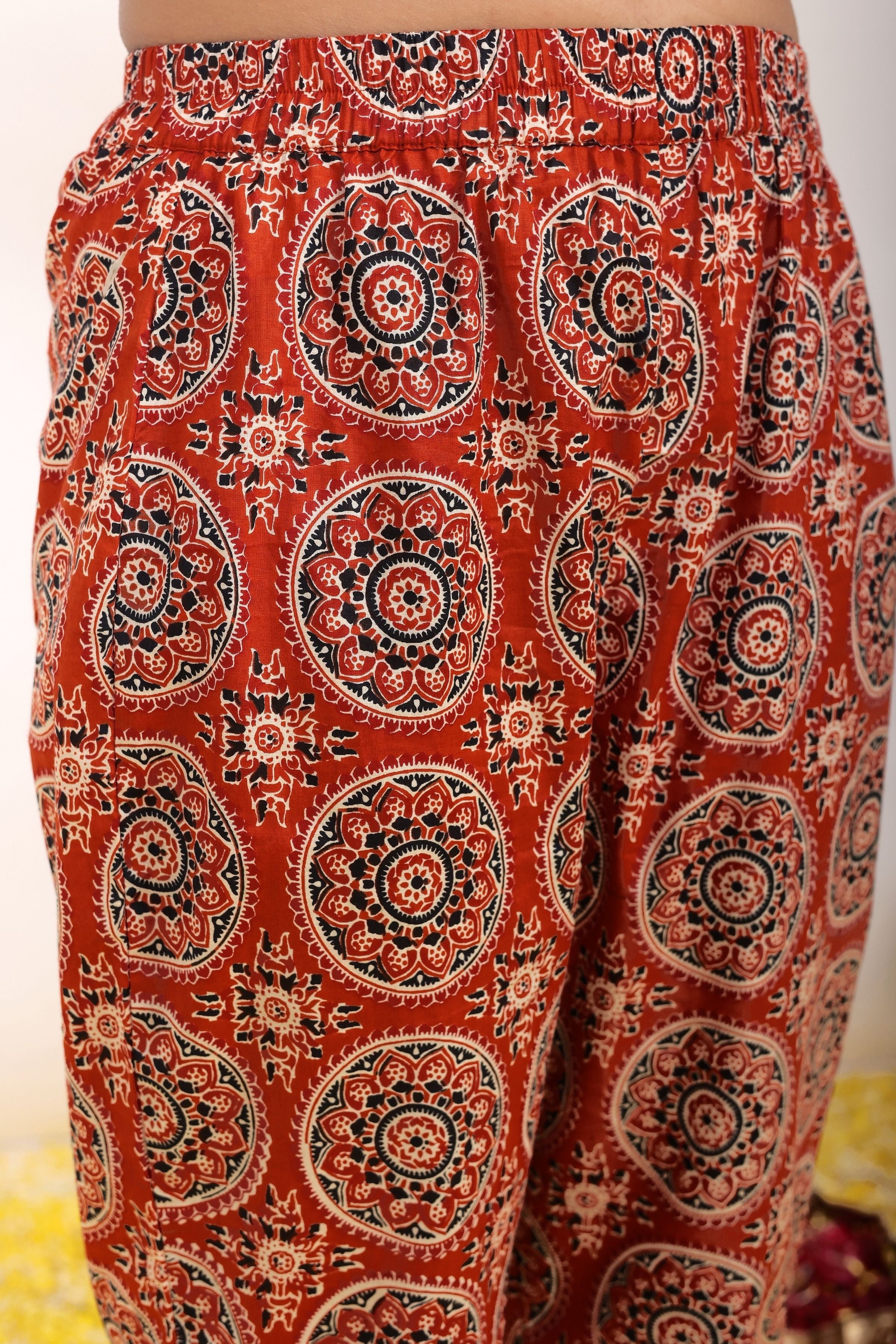 Brown and Multicolor Printed Anarkali Suit Set Paired With Pant and Black Dupatta - Kaoribyshreya
