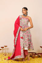 Floral Printed Multicolor Sleeveless Anarkali Suit Set Paired With Pant and Dupatta - Kaoribyshreya