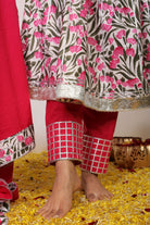 Floral Printed Multicolor Sleeveless Anarkali Suit Set Paired With Pant and Dupatta - Kaoribyshreya