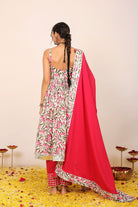 Floral Printed Multicolor Sleeveless Anarkali Suit Set Paired With Pant and Dupatta - Kaoribyshreya