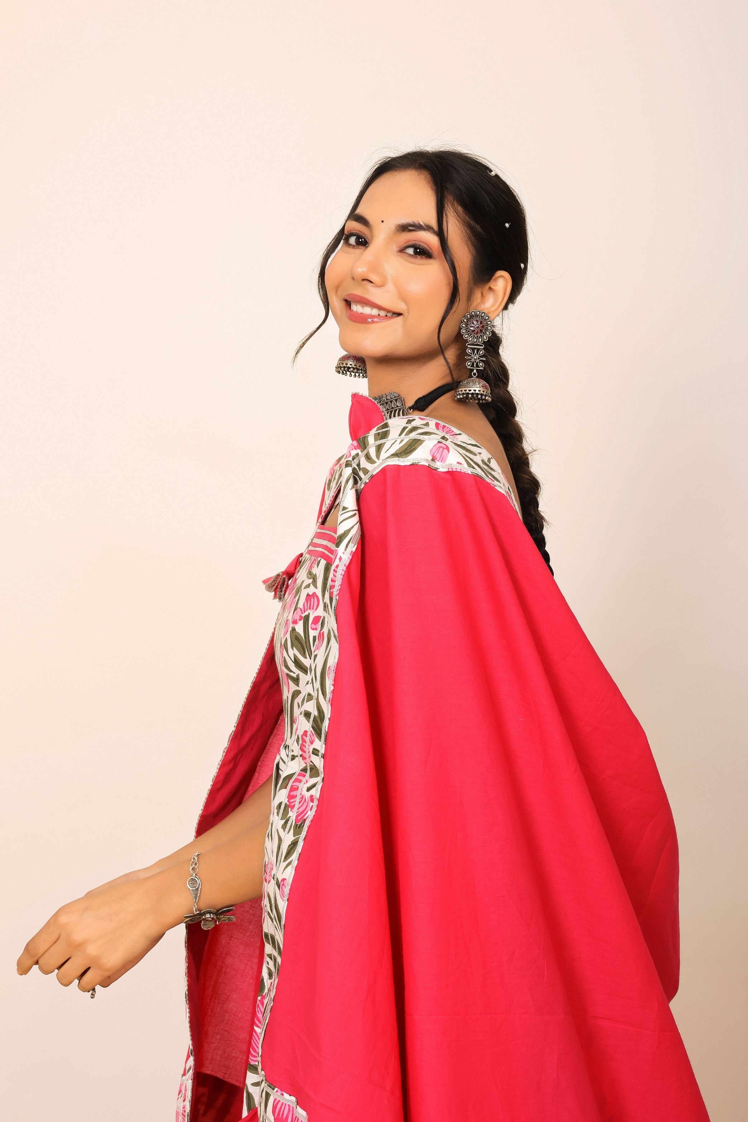 Floral Printed Multicolor Sleeveless Anarkali Suit Set Paired With Pant and Dupatta - Kaoribyshreya