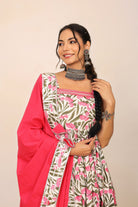 Floral Printed Multicolor Sleeveless Anarkali Suit Set Paired With Pant and Dupatta - Kaoribyshreya
