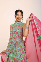 Multicolor Floral Printed Kurta Set Paired with Pant and Pink Dupatta - Kaoribyshreya