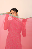 Multicolor Floral Printed Kurta Set Paired with Pant and Pink Dupatta - Kaoribyshreya