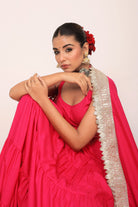 Pink Solid Anarkali Kurta Set Paired With Dupatta Gota Work - Kaoribyshreya