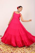 Pink Solid Anarkali Kurta Set Paired With Dupatta Gota Work - Kaoribyshreya