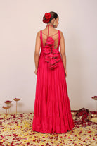 Pink Solid Anarkali Kurta Set Paired With Dupatta Gota Work - Kaoribyshreya