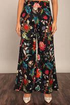 Black Multicolor Floral Printed Relaxed Pant with 2 Pockets - Kaoribyshreya
