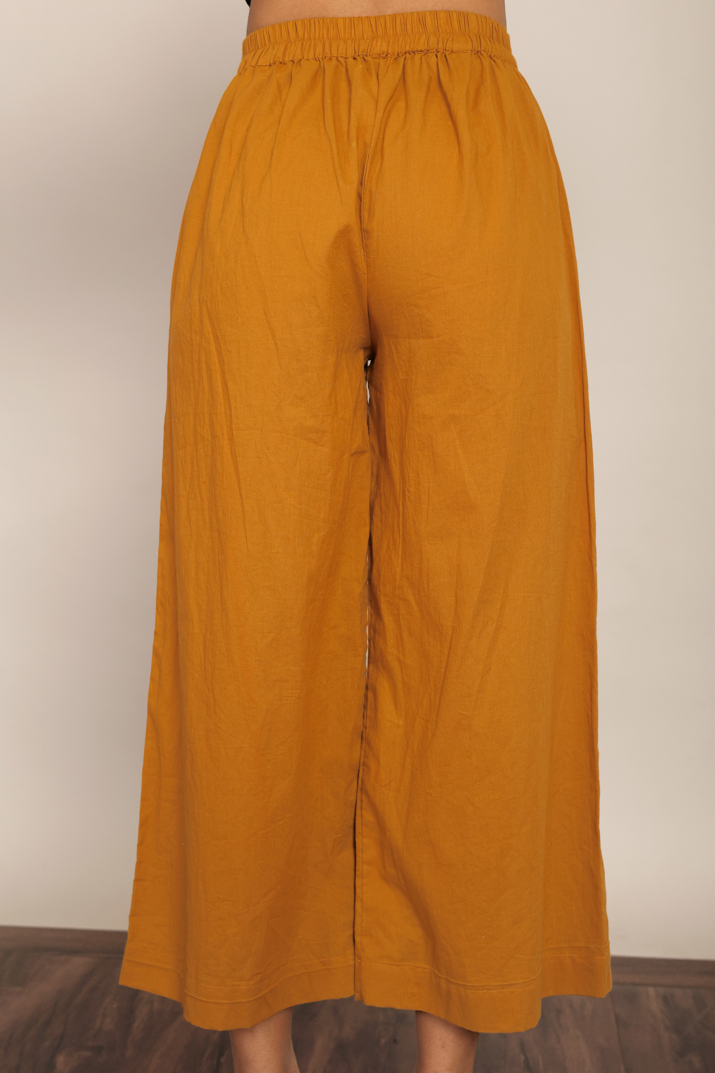 Marigold Solid Pant with Elastic Waist Band and Two Pockets - Kaoribyshreya