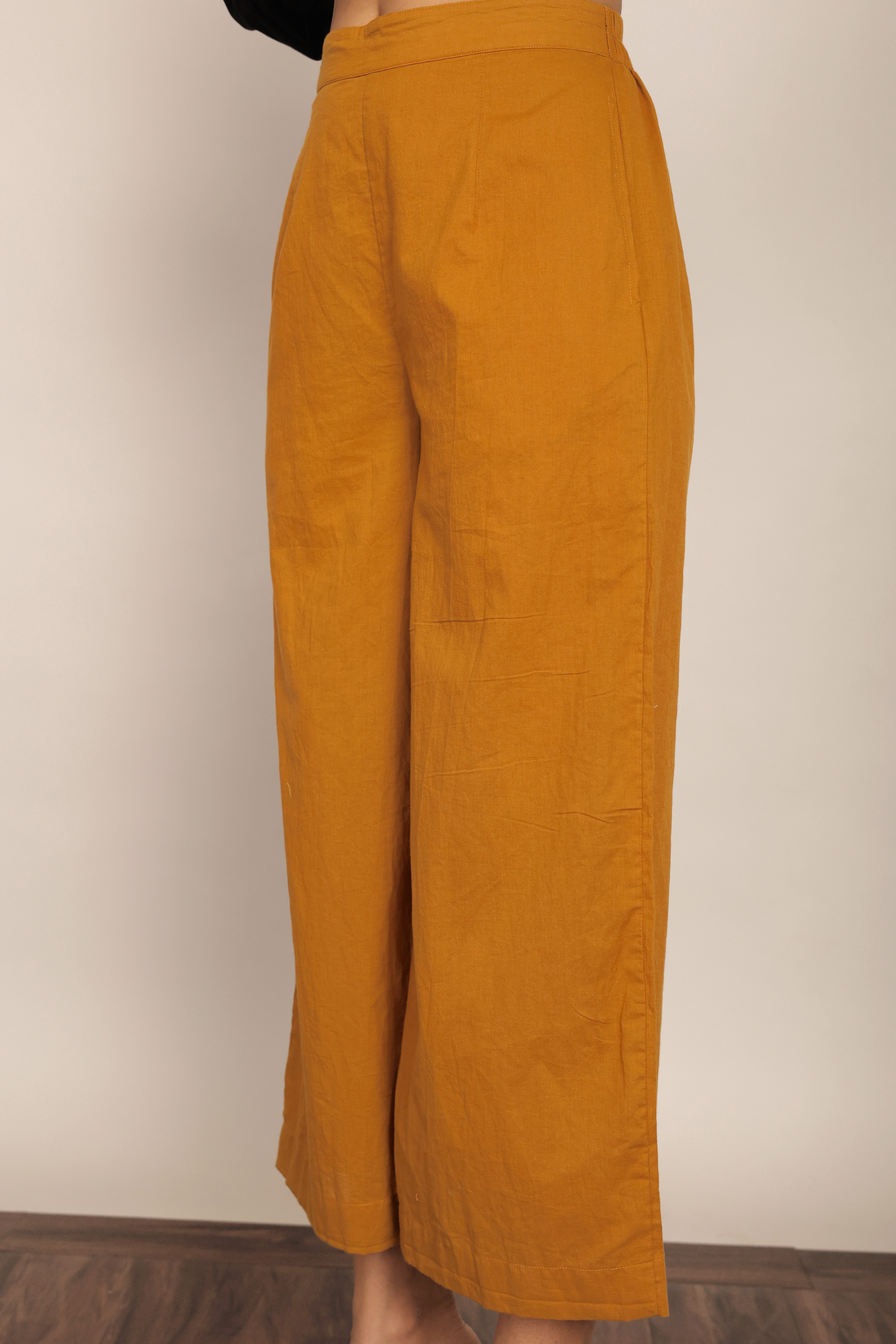 Marigold Solid Pant with Elastic Waist Band and Two Pockets - Kaoribyshreya