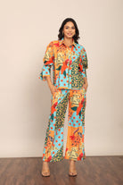 Multicolor Relaxed Pant with 2 Pockets and Full Elastic Belt - Kaoribyshreya
