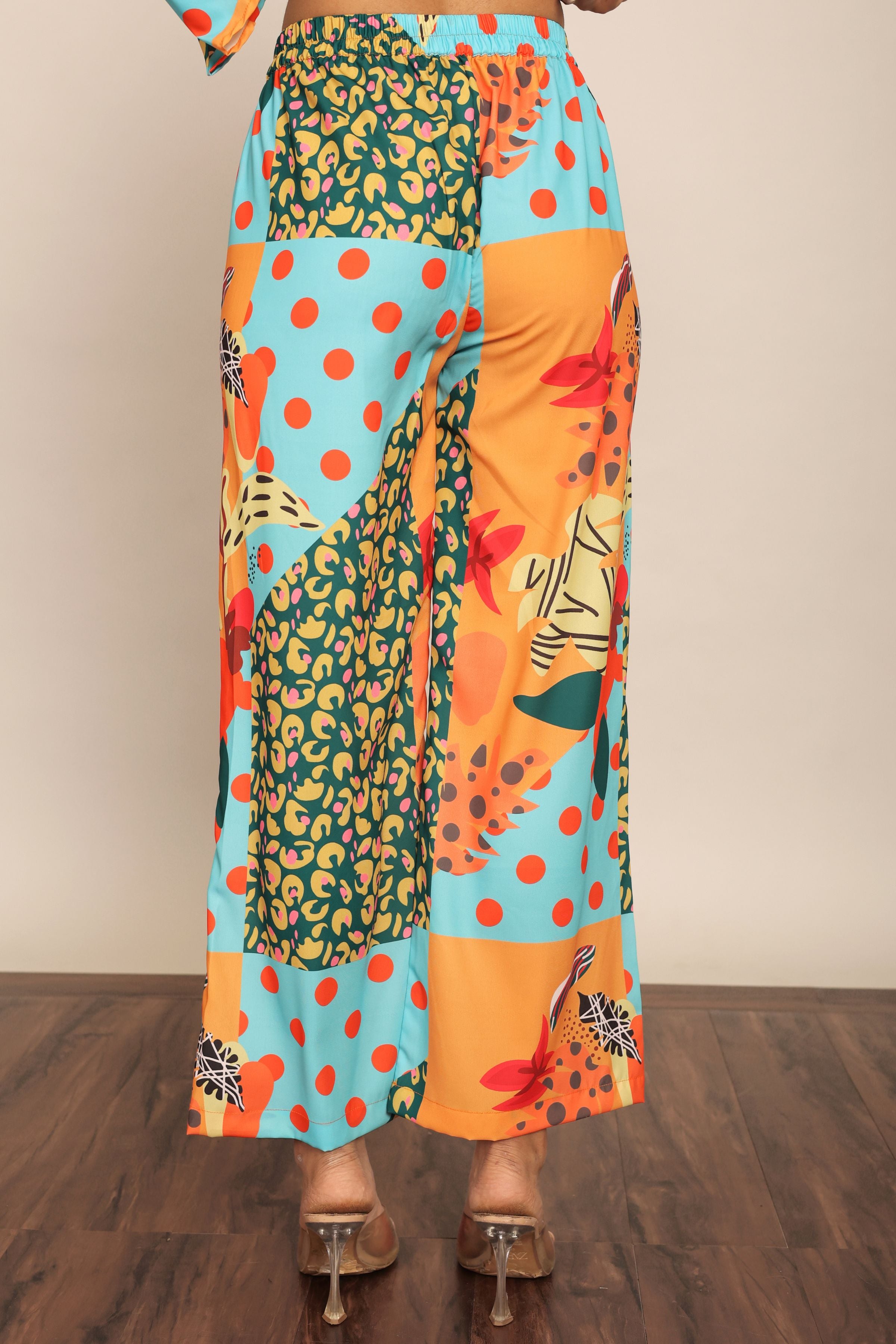 Multicolor Relaxed Pant with 2 Pockets and Full Elastic Belt - Kaoribyshreya