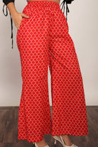 Red Printed Relaxed Pant with 2 Pockets and Full Elastic Belt - Kaoribyshreya