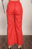 Red Printed Relaxed Pant with 2 Pockets and Full Elastic Belt - Kaoribyshreya