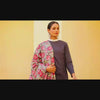 Blue Pansy High Neck Lace Detailing Kurta Set with Handblock Floral Print Dupatta
