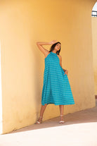 Scuba Blue Kantha Halter Neck Dress