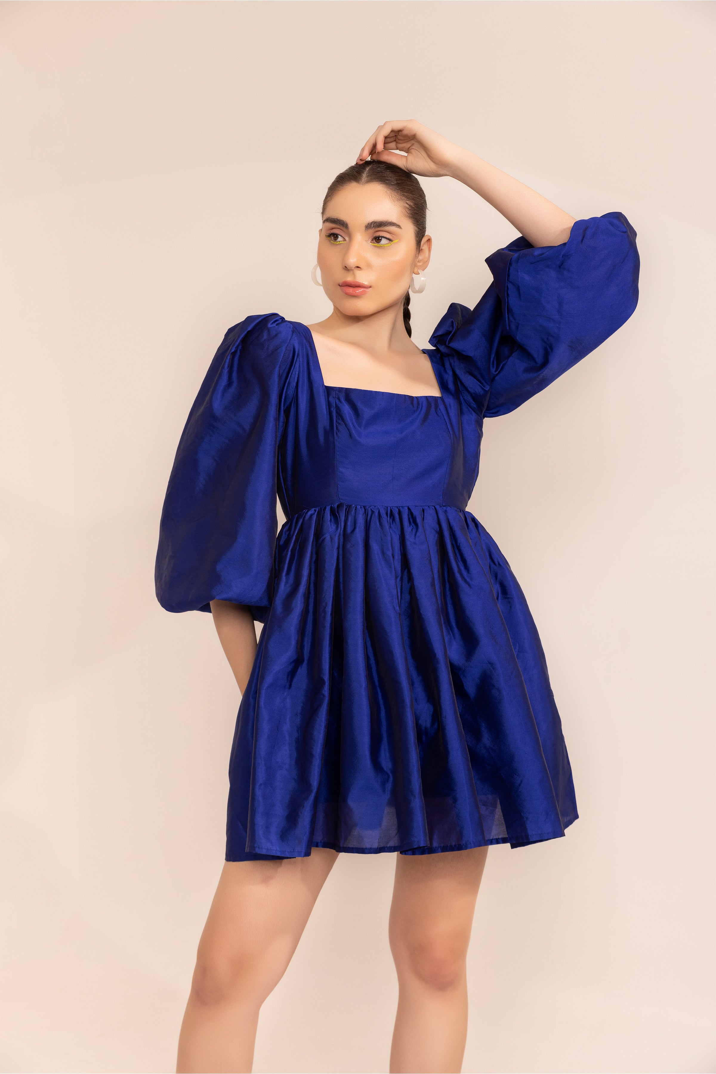 Electric blue short skater dress