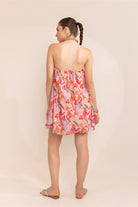 Blushing pink halter neck short dress