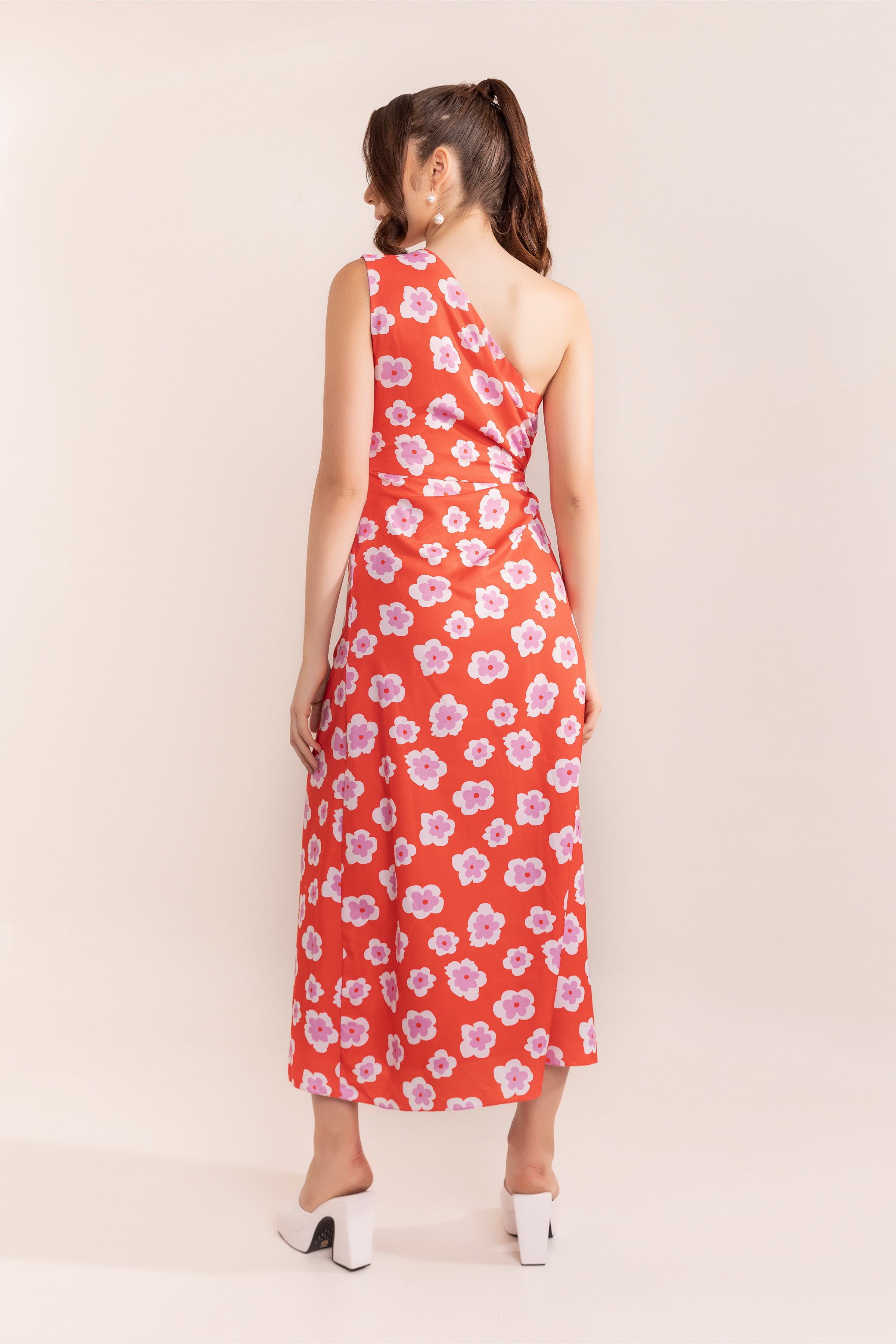 Teaberry Red One Shoulder Dress - Kaoribyshreya