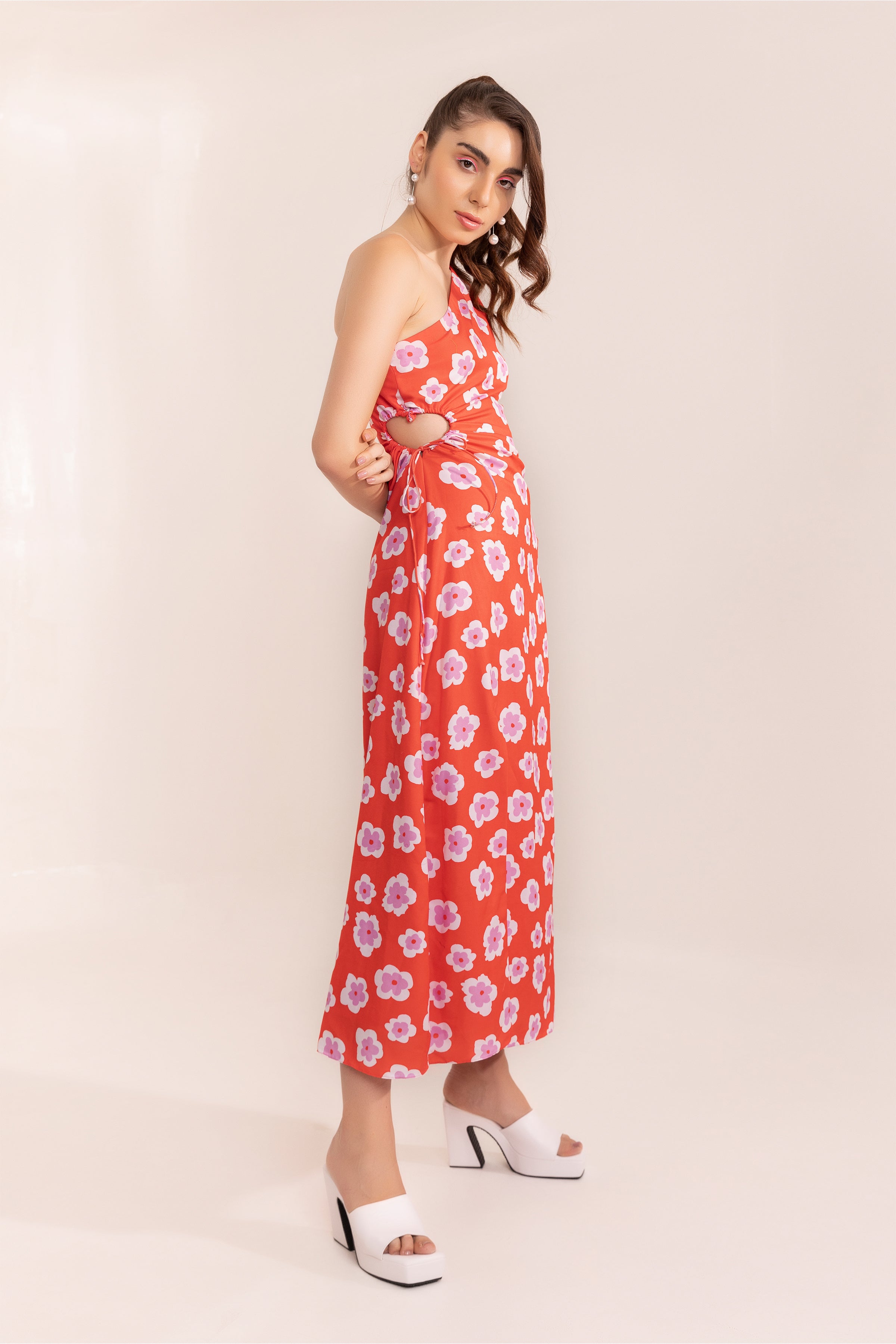 Teaberry Red One Shoulder Dress - Kaoribyshreya