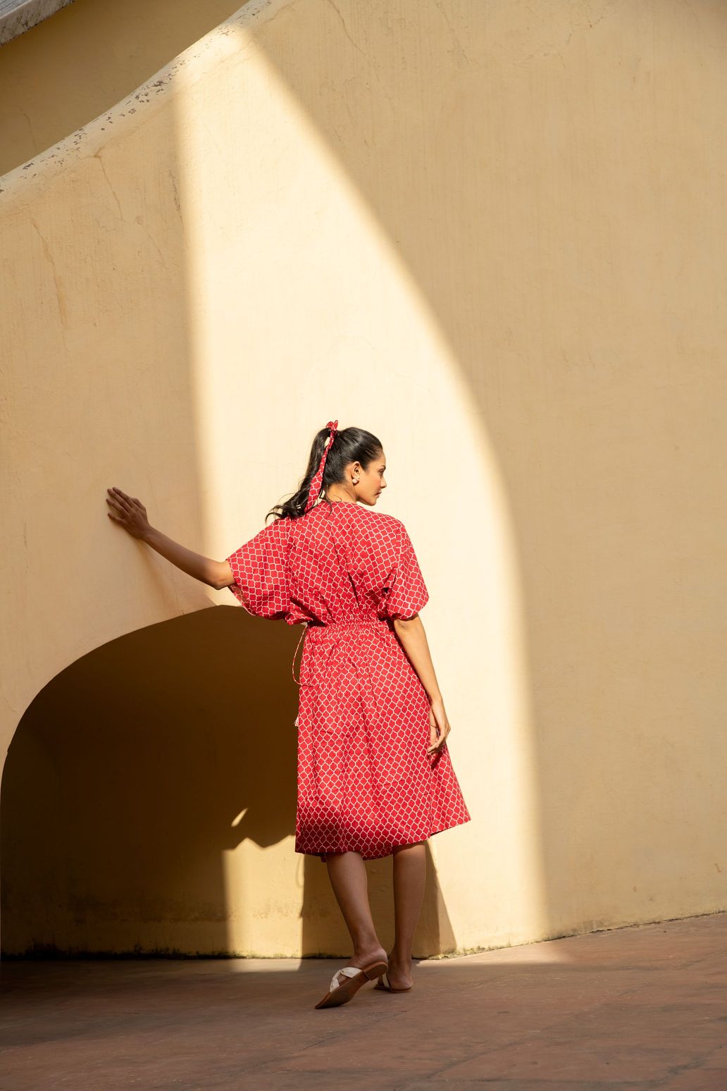 Geometric Lava Red kaftan Dress
