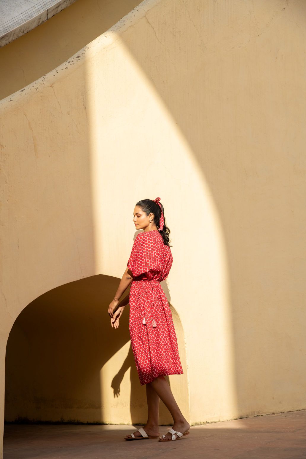 Geometric Lava Red kaftan Dress