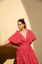Geometric Lava Red kaftan Dress