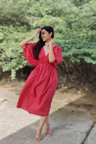 Geometric Lava Red kaftan Dress