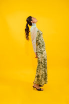 Printed tube jumpsuit with short organza shirt