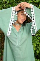 GREEN ASH KURTA WITH WHITE PANT SET